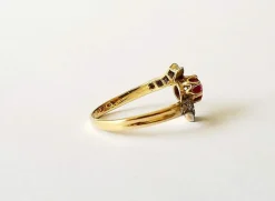 Bague croisée Or Jaune Rubis et Diamants