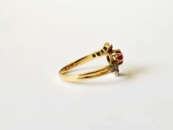 Bague croisée Or Jaune Rubis et Diamants