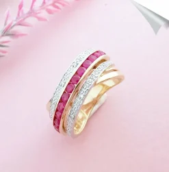 Bague Croisée Rubis Diamants
