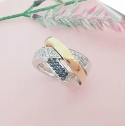 Bague Croisée Saphirs Diamants