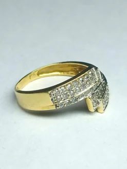 Bague croisée style art déco en or jaune