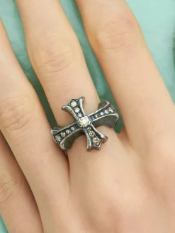 Bague Croix Médiévale diamants bruns