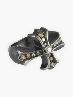 Bague Croix Médiévale diamants bruns