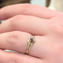 Bague cœur 2 ors et rubis