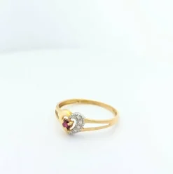 Bague cœur 2 ors et rubis