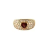Bague Cœur Or Jaune Rubis birman Diamants