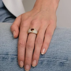 Bague Cœur Or Jaune Rubis birman Diamants