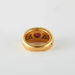 Bague Cœur Or Jaune Rubis birman Diamants