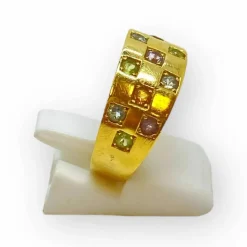 Bague damier empierrée multicolore