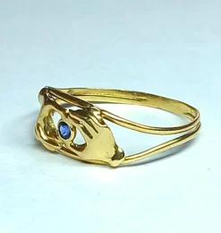 Bague d'amour en or jaune et saphir