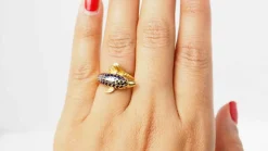 Bague Dauphin or jaune et émail