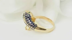 Bague Dauphin or jaune et émail