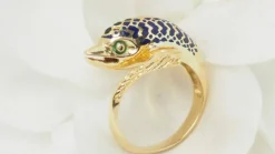 Bague Dauphin or jaune et émail