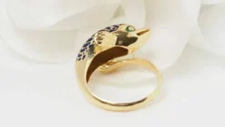 Bague Dauphin or jaune et émail