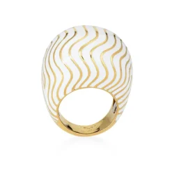 Bague David Webb Vintage Bombe Dome en émail blanc