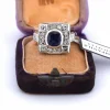 BAGUE DÉCO' - OR BLANC 18 KT - SAPHIR et DIAMANTS