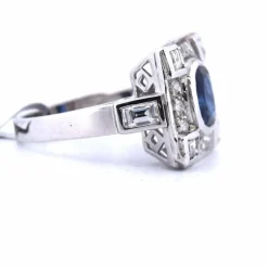 BAGUE DÉCO' - OR BLANC 18 KT - SAPHIR et DIAMANTS
