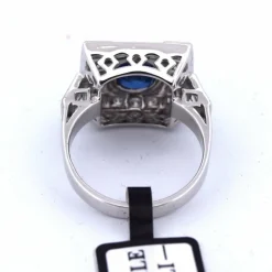 BAGUE DÉCO' - OR BLANC 18 KT - SAPHIR et DIAMANTS