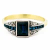 Bague déco en or jaune 14 carats avec diamants et saphirs