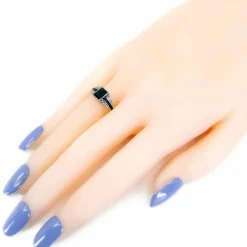 Bague déco en or jaune 14 carats avec diamants et saphirs