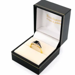 Bague déco en or jaune 14 carats avec diamants et saphirs