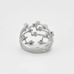Bague de cocktail en or gris et diamants