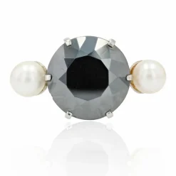 Bague de cocktail hématite et perles