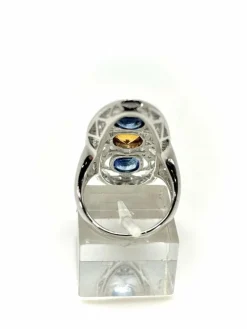 Bague de créateur Marquise saphirs diamants
