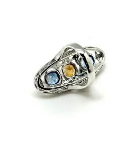 Bague de créateur Marquise saphirs diamants