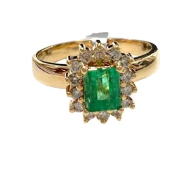 BAGUE DE DESIGN CONTEMPORAIN en OR 18 carats avec DIAMANTS et ÉMERAUDE
