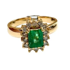 BAGUE DE DESIGN CONTEMPORAIN en OR 18 carats avec DIAMANTS et ÉMERAUDE