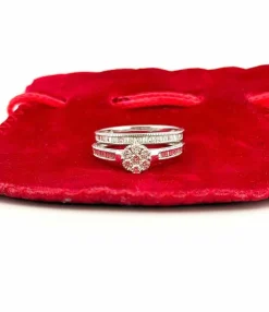 Bague de fiançailles + alliance en or et diamants