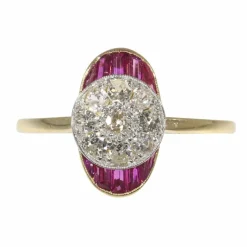 Bague de fiançailles Art Déco diamant et rubis