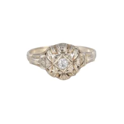 Bague de fiançailles Art Déco or blanc et diamant