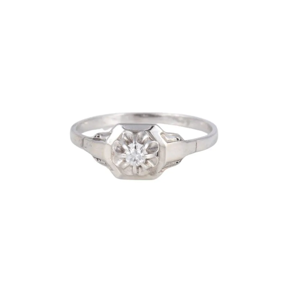 Bague de fiançailles Art Déco or blanc et diamant