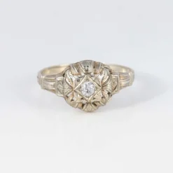 Bague de fiançailles Art Déco or blanc et diamant