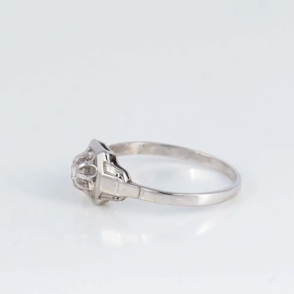 Bague de fiançailles Art Déco or blanc et diamant