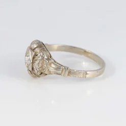 Bague de fiançailles Art Déco or blanc et diamant