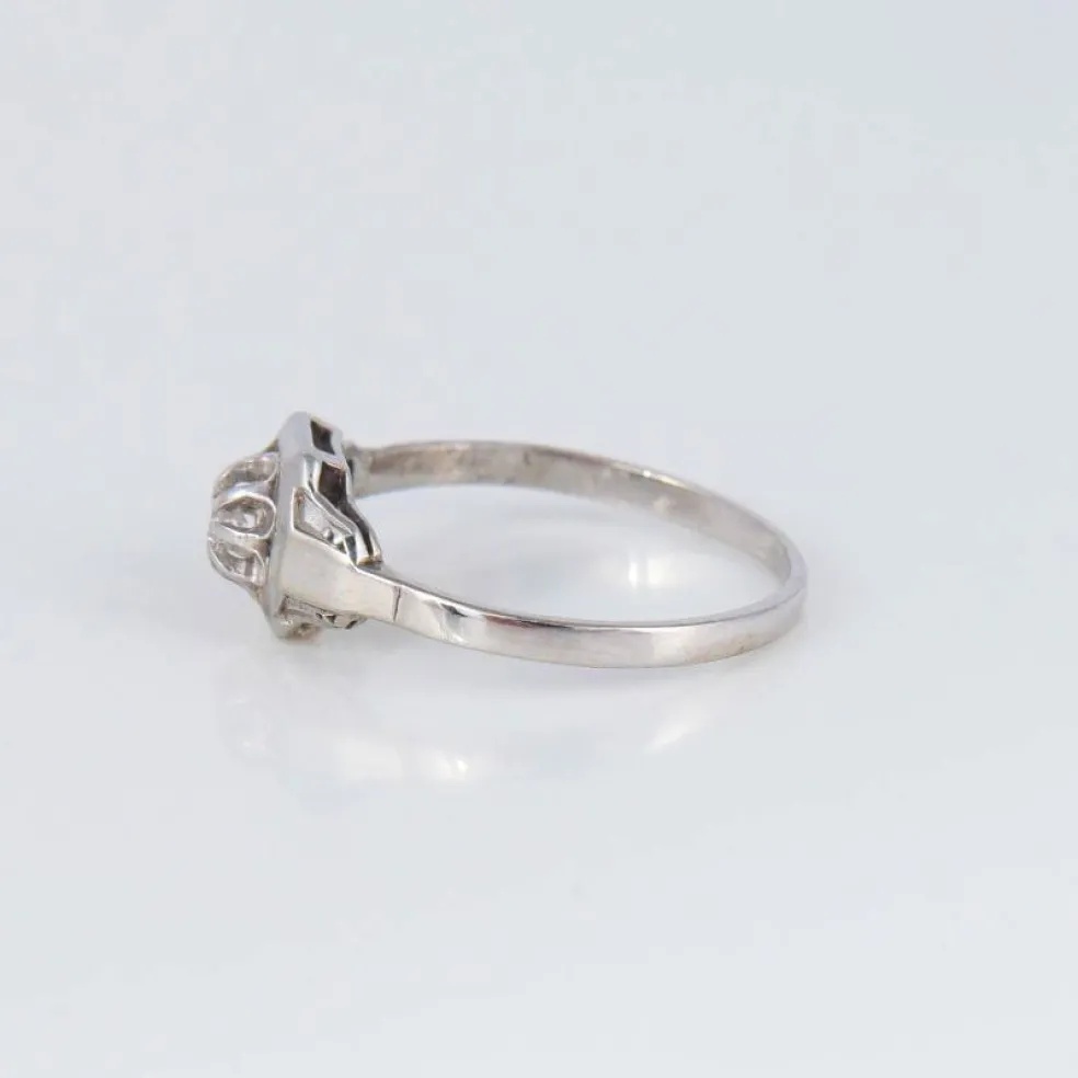 Bague de fiançailles Art Déco or blanc et diamant