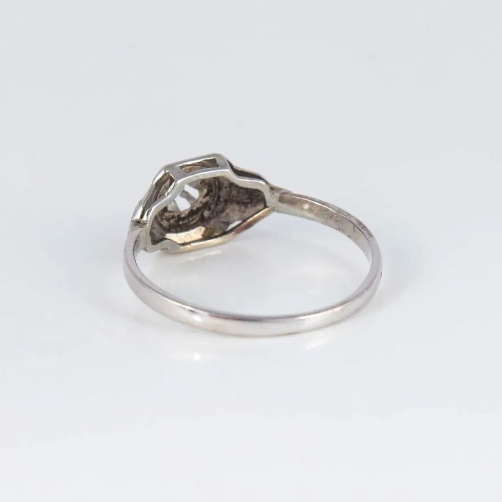 Bague de fiançailles Art Déco or blanc et diamant