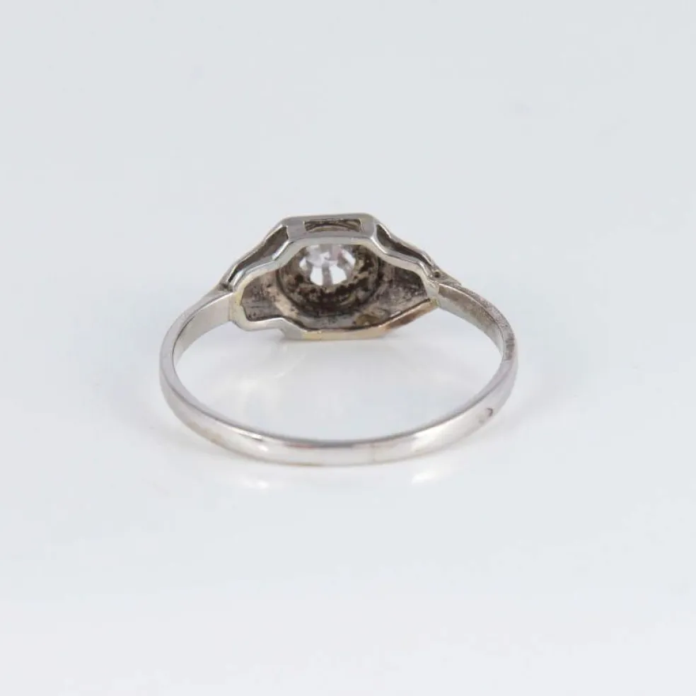Bague de fiançailles Art Déco or blanc et diamant