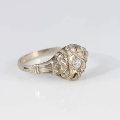 Bague de fiançailles Art Déco or blanc et diamant