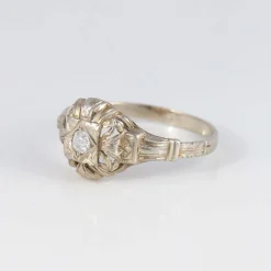 Bague de fiançailles Art Déco or blanc et diamant