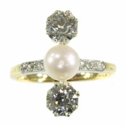 Bague de fiançailles diamant et perle