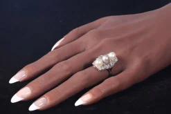 Bague de fiançailles diamant et perle