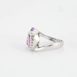 Bague de fiançailles diamants tourmaline et améthyste