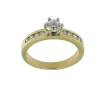 Bague de fiançailles en or jaune et blanc certifiée HRD avec diamants