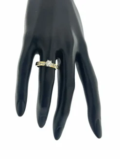 Bague de fiançailles en or jaune et blanc certifiée HRD avec diamants