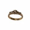 Bague de fiançailles or jaune, diamant cognac et diamants trapèzes