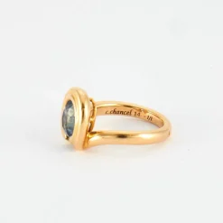 Bague de fiançailles or jaune et saphir Ceylan